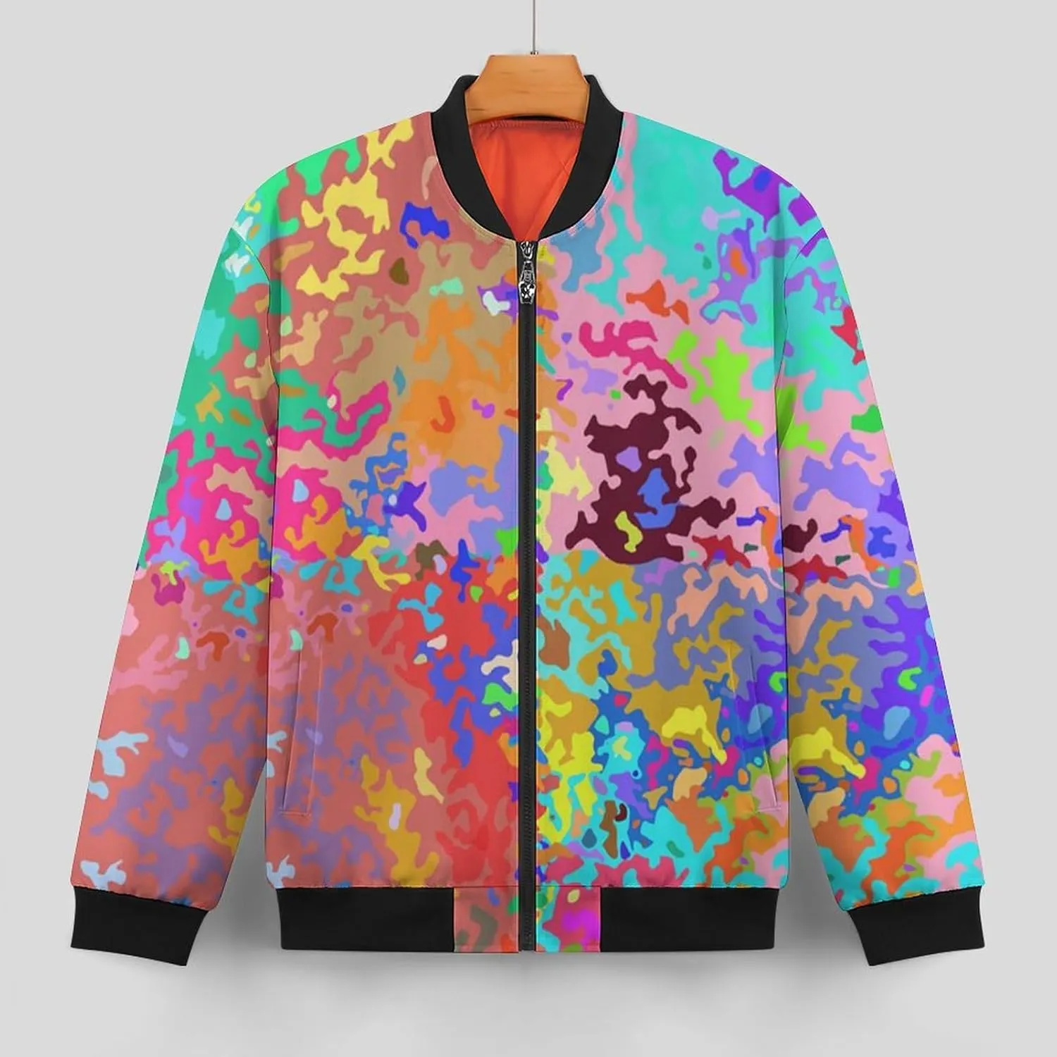 Abstract Colorful Camouflage Men's Bomber Jacket Lightweight Windbreaker Fashion Spring Fall Coats Casual Jackets for Men