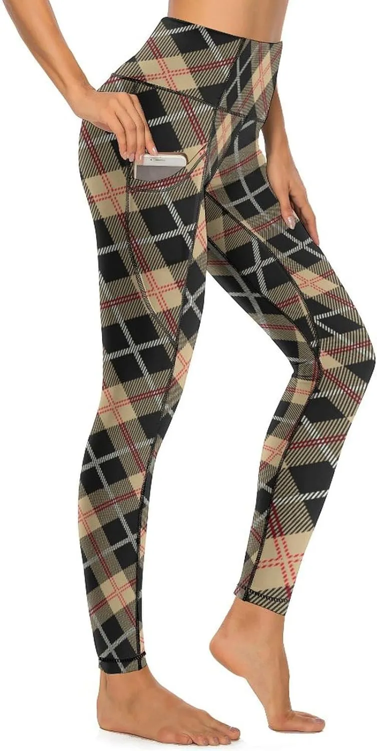 Abstract Flame Yoga Pants High Waist with Pockets Tummy Control Workout Running Leggings for Women