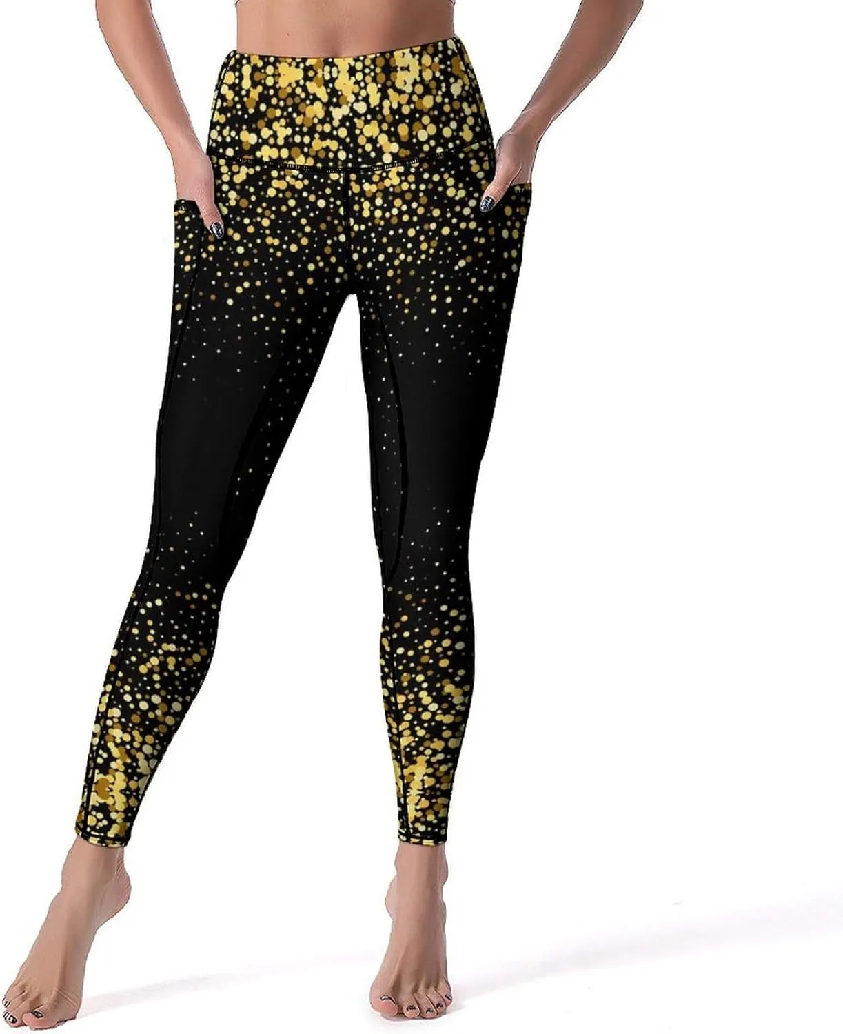 Abstract Flame Yoga Pants High Waist with Pockets Tummy Control Workout Running Leggings for Women