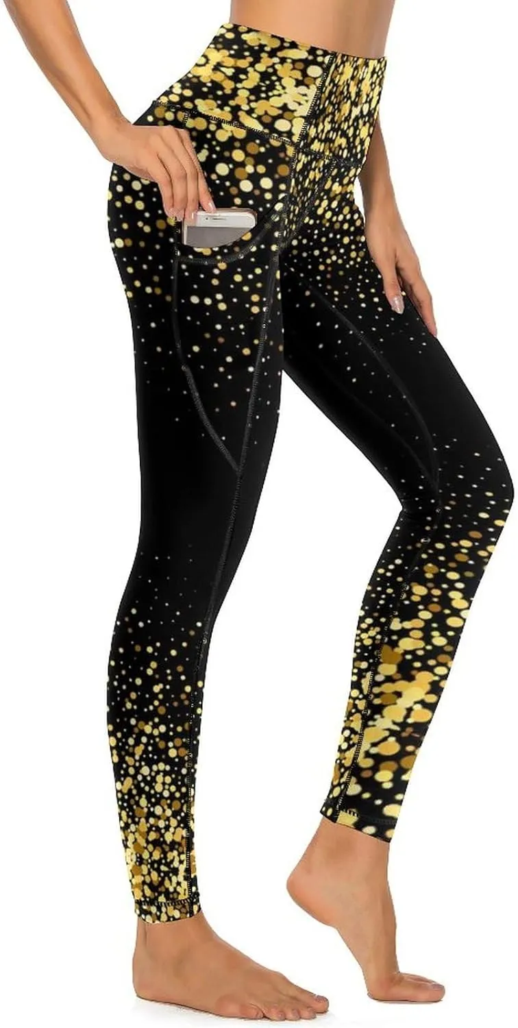 Abstract Flame Yoga Pants High Waist with Pockets Tummy Control Workout Running Leggings for Women