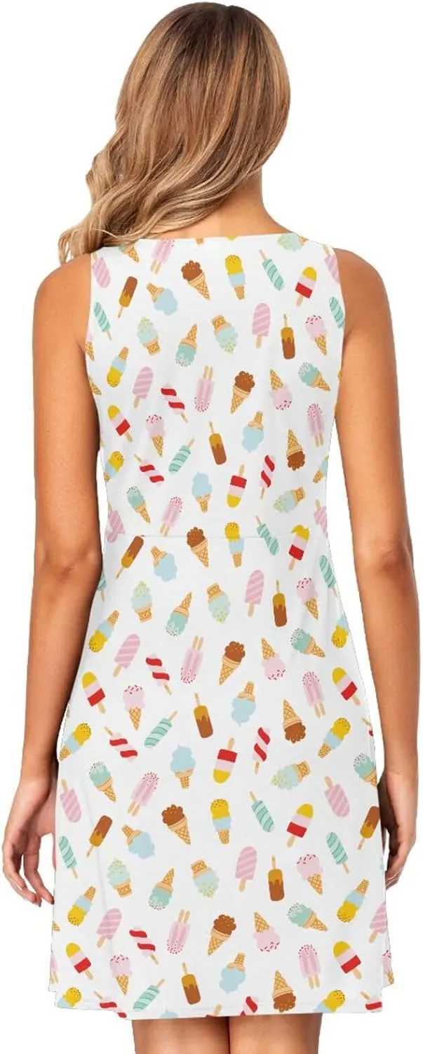 ALAZA Cute Bee Women's Summer Dress Sun Dress Sleeveless with Pockets
