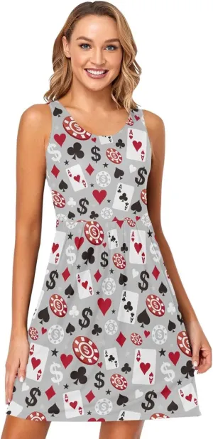 ALAZA Cute Bee Women's Summer Dress Sun Dress Sleeveless with Pockets