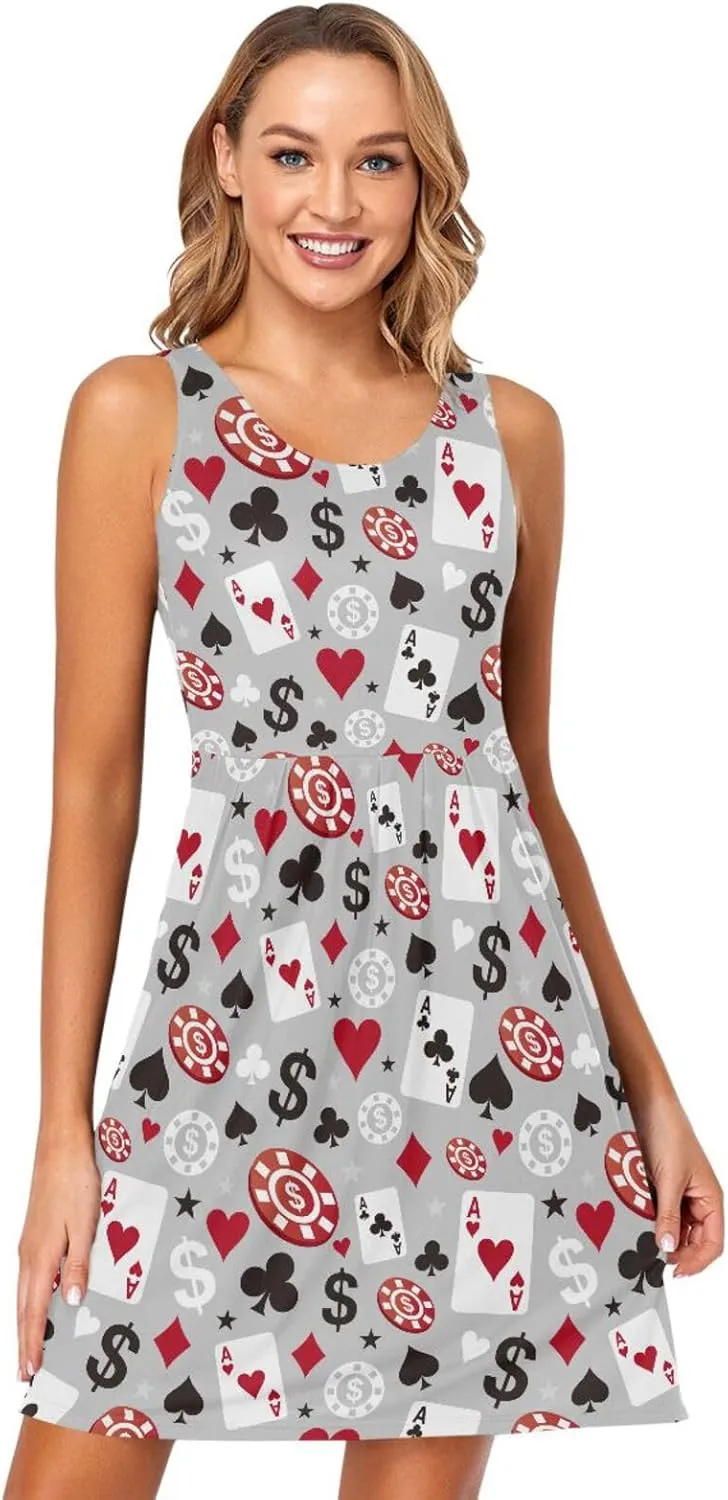 ALAZA Cute Bee Women's Summer Dress Sun Dress Sleeveless with Pockets