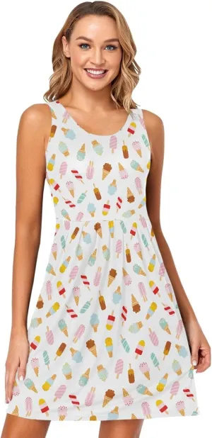 ALAZA Cute Bee Women's Summer Dress Sun Dress Sleeveless with Pockets