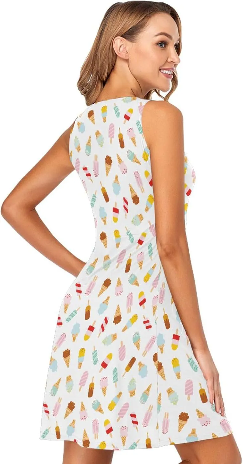 ALAZA Cute Bee Women's Summer Dress Sun Dress Sleeveless with Pockets