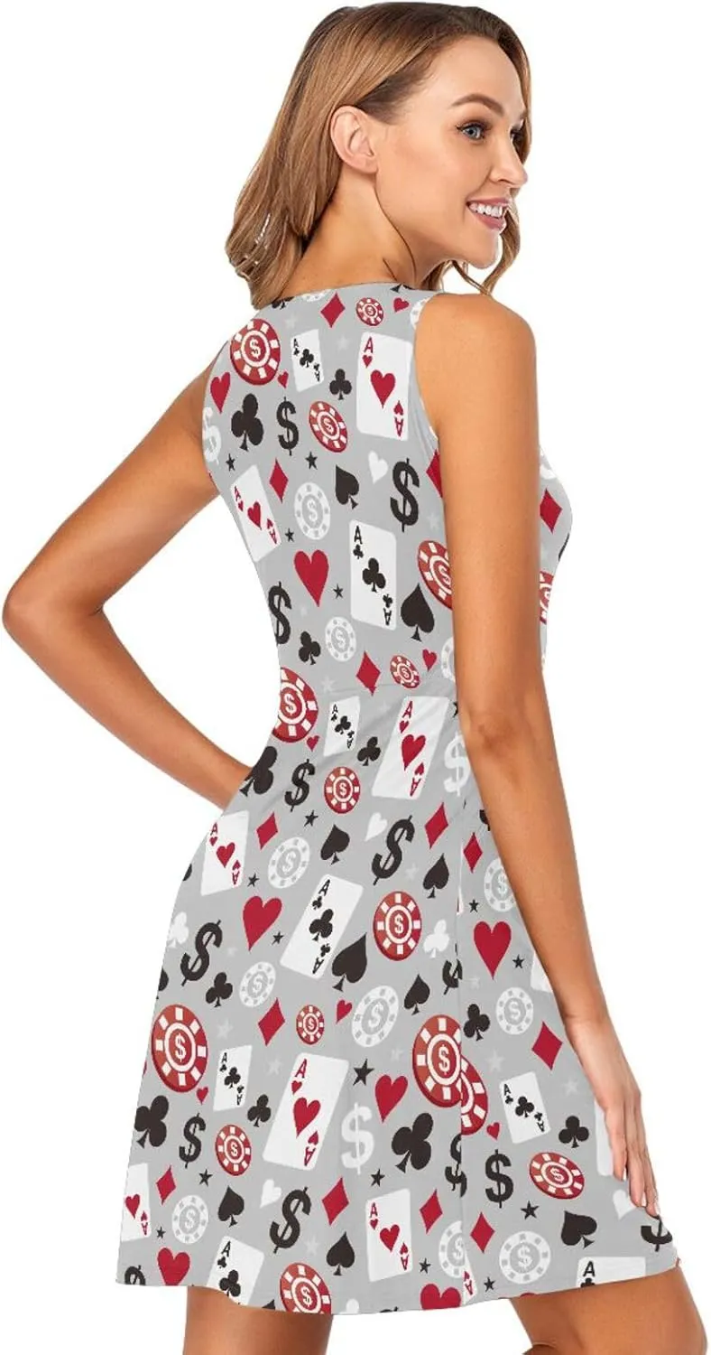 ALAZA Cute Bee Women's Summer Dress Sun Dress Sleeveless with Pockets
