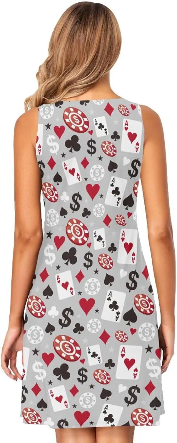 ALAZA Cute Bee Women's Summer Dress Sun Dress Sleeveless with Pockets