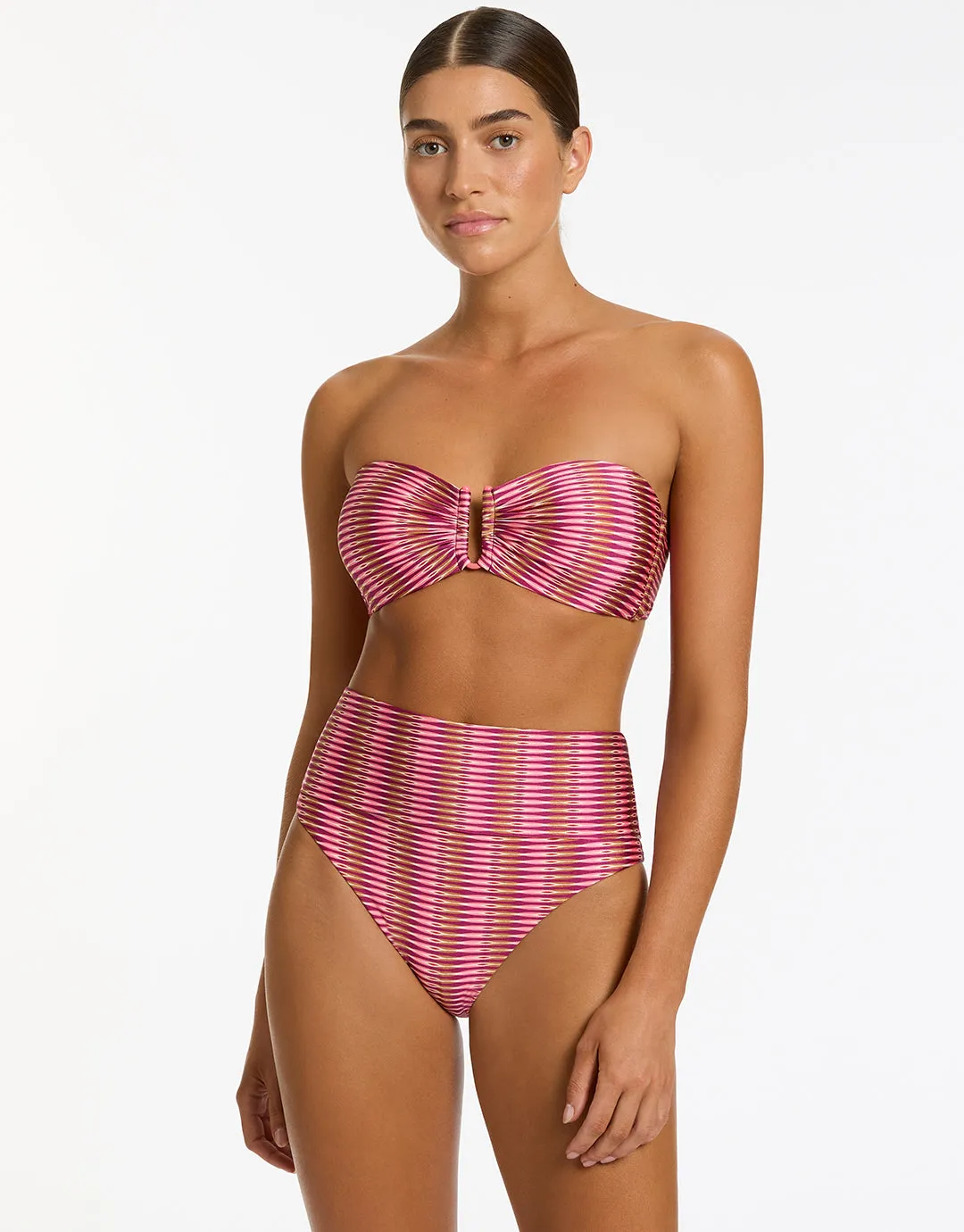 Alessia Geo Bandeau Bikini Top - Peony