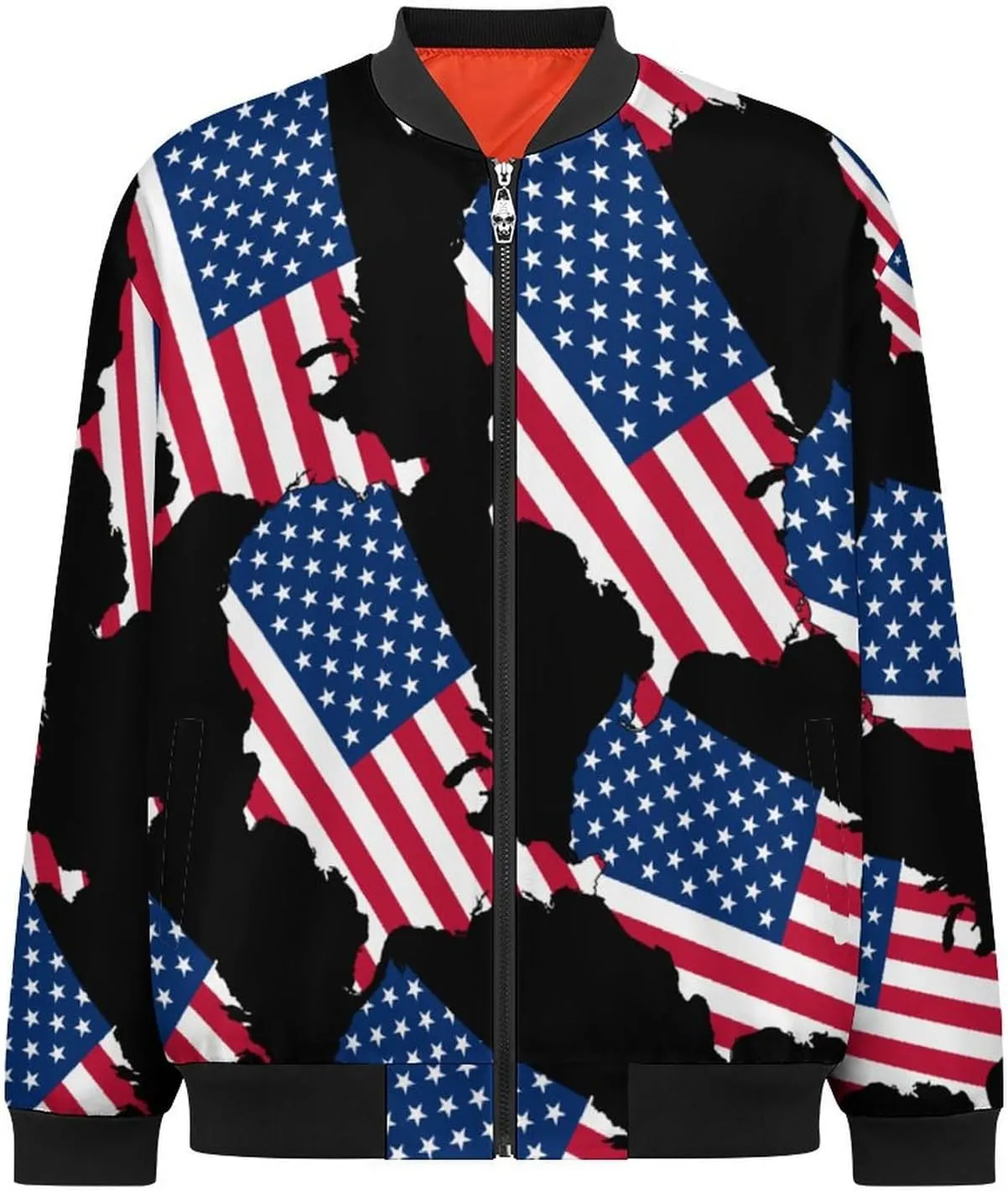 America Flag Map Men's Bomber Jacket Lightweight Windbreaker Fashion Spring Fall Coats Casual Jackets for Men