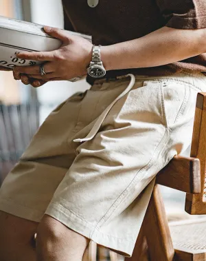 American Retro Buckle Belt Straight Leisure Men's Shorts