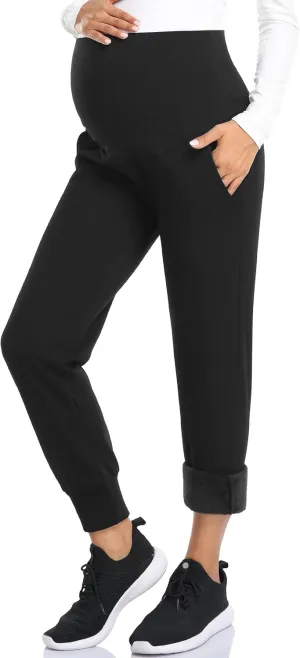 AMPOSH Women's Maternity Pants Stretchy Lounge Workout Pants Casual Loose Comfy Pregnancy Joggers with Pockets