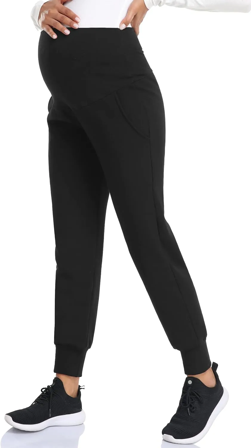 AMPOSH Women's Maternity Pants Stretchy Lounge Workout Pants Casual Loose Comfy Pregnancy Joggers with Pockets