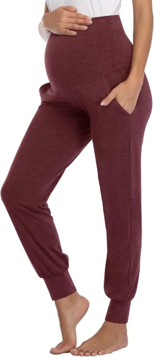 AMPOSH Women's Maternity Pants Stretchy Lounge Workout Pants Casual Loose Comfy Pregnancy Joggers with Pockets