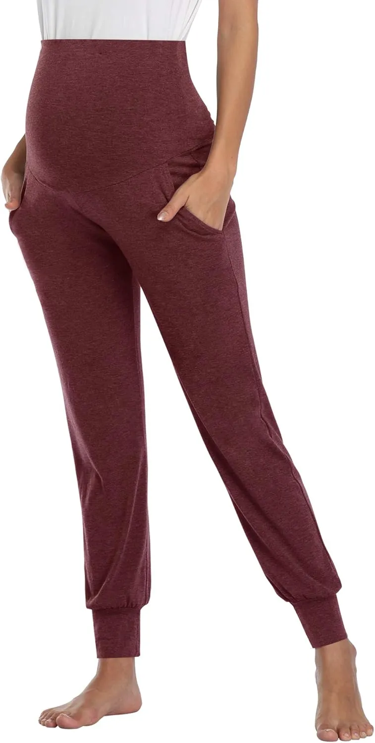 AMPOSH Women's Maternity Pants Stretchy Lounge Workout Pants Casual Loose Comfy Pregnancy Joggers with Pockets