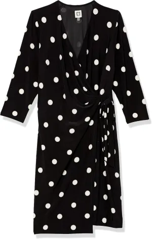Anne Klein womens Printed Ity Classic Wrap Dress