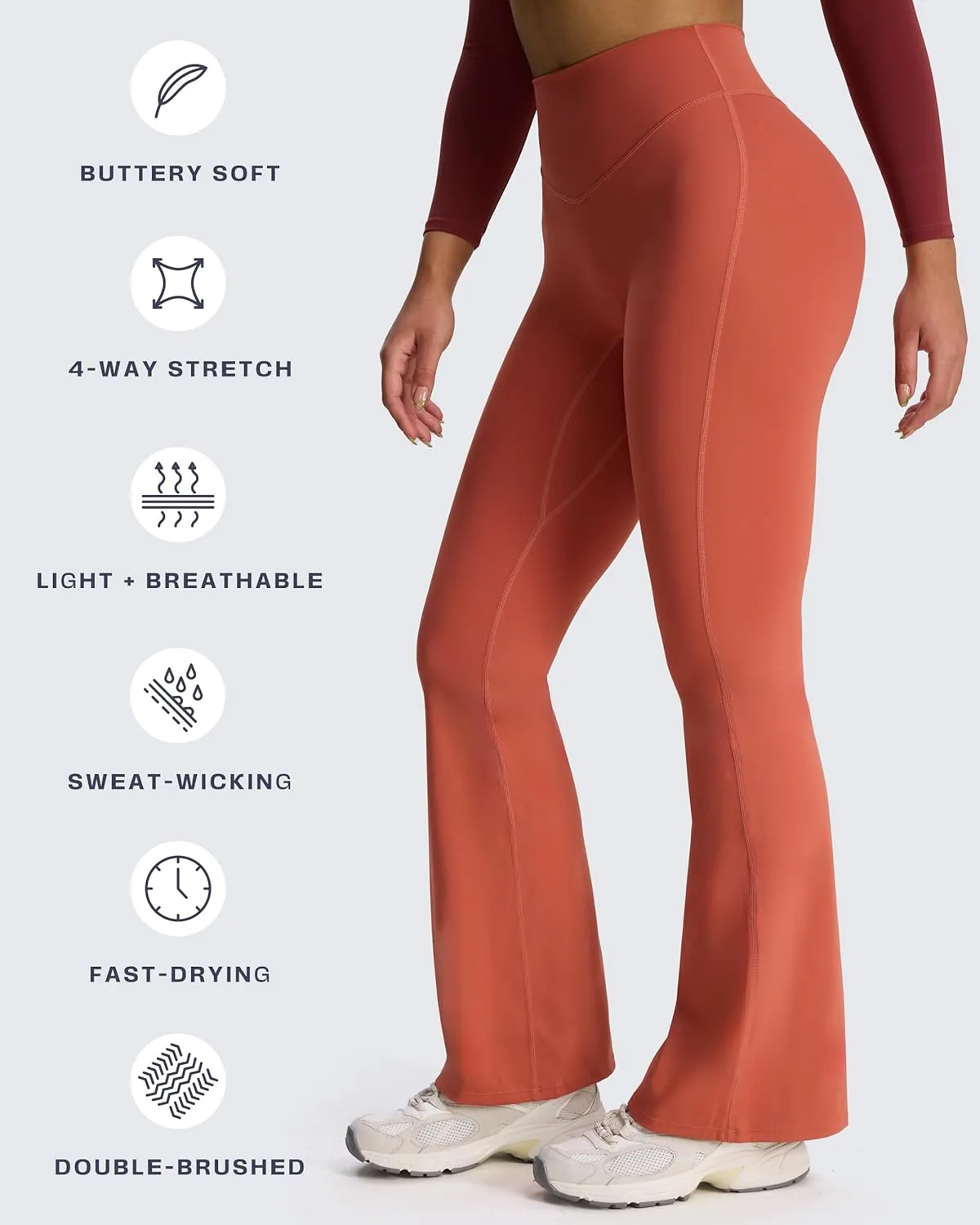 Aoxjox Flare Leggings for Women Hidden Scrunch Butt Lifting High Waisted Wide Leg Yoga Pants 30"/32"/34"
