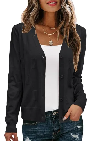 Arach&Cloz Womens Cropped Cardigan Lightweight 2025 Long Sleeve Bolero Shrug Knit Sweater Tops Cozy Clouds
