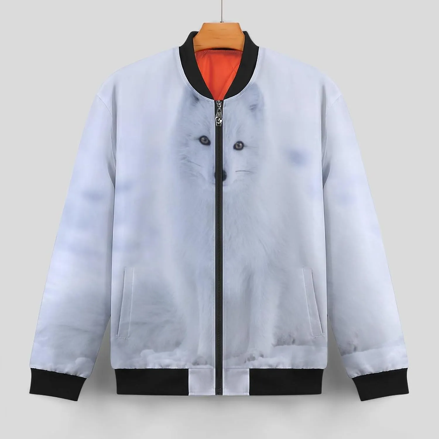 Arctic Fox in The Snow Men's Bomber Jacket Lightweight Windbreaker Fashion Spring Fall Coats Casual Jackets for Men