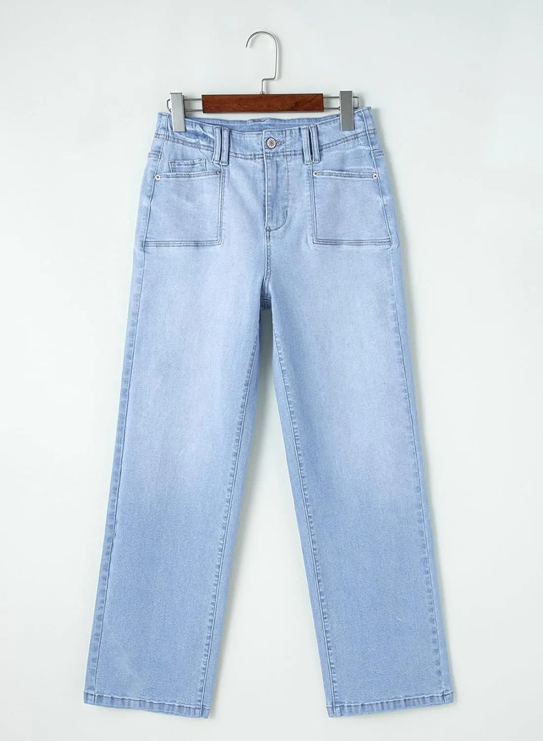 Astylish Womens Wide Leg Jeans High Waisted Stretchy Buttoned Denim Pants Trendy 2025 with Pocket