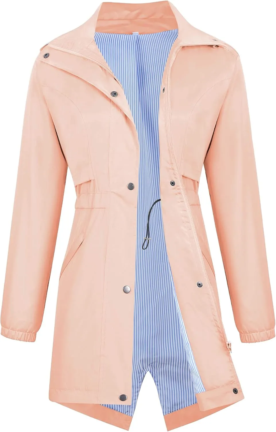 Avoogue Womens Raincoats Waterproof Cinch Waist Breathable All Weather Jacket Long