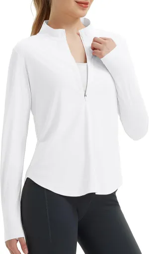 baleaf Women's Sun Shirts UPF50  Half 1/4 Zip Shirt Rash Guard Long Sleeves SPF Lightweight Clothing UV Protection Hiking Top