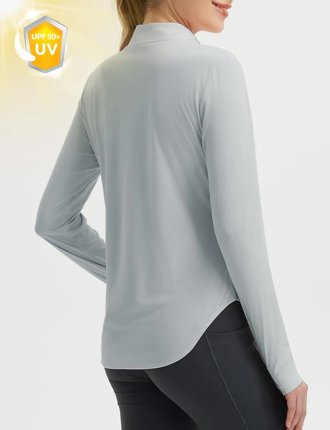 baleaf Women's Sun Shirts UPF50  Half 1/4 Zip Shirt Rash Guard Long Sleeves SPF Lightweight Clothing UV Protection Hiking Top