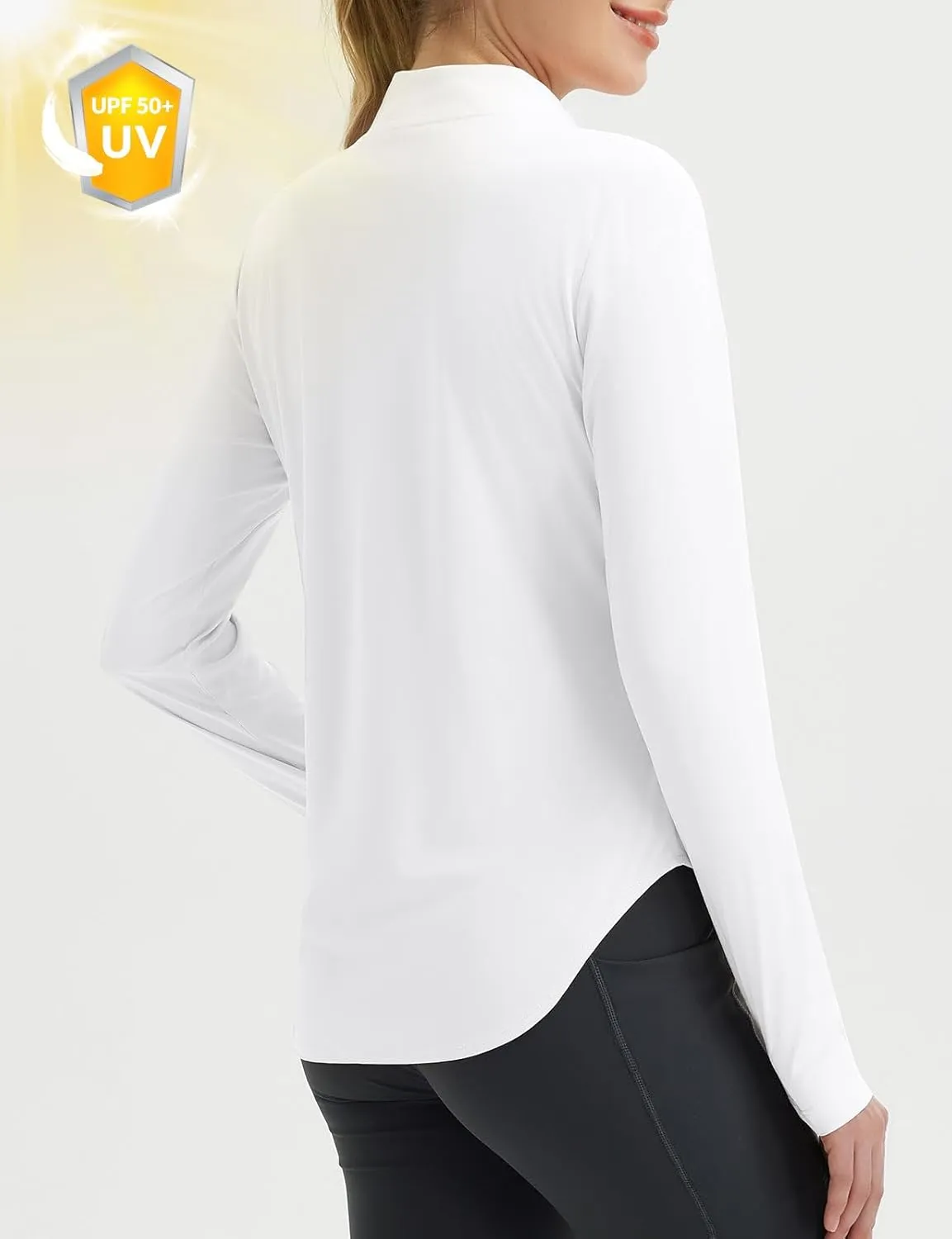 baleaf Women's Sun Shirts UPF50  Half 1/4 Zip Shirt Rash Guard Long Sleeves SPF Lightweight Clothing UV Protection Hiking Top