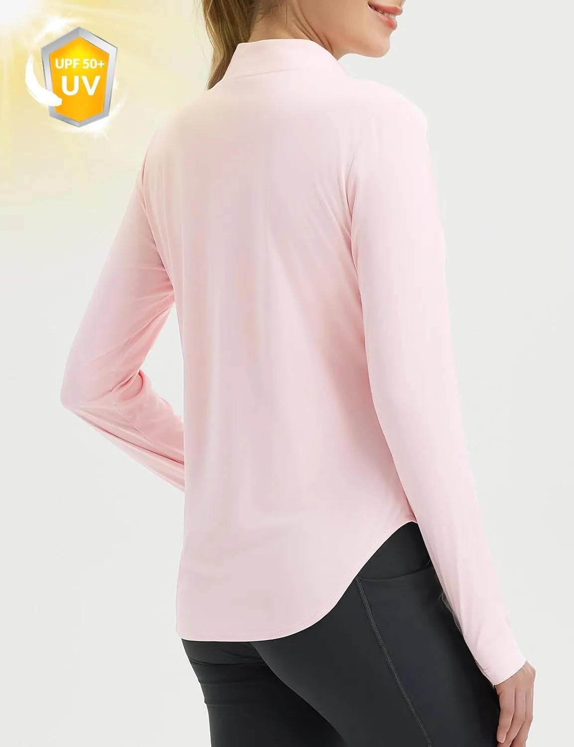 baleaf Women's Sun Shirts UPF50  Half 1/4 Zip Shirt Rash Guard Long Sleeves SPF Lightweight Clothing UV Protection Hiking Top