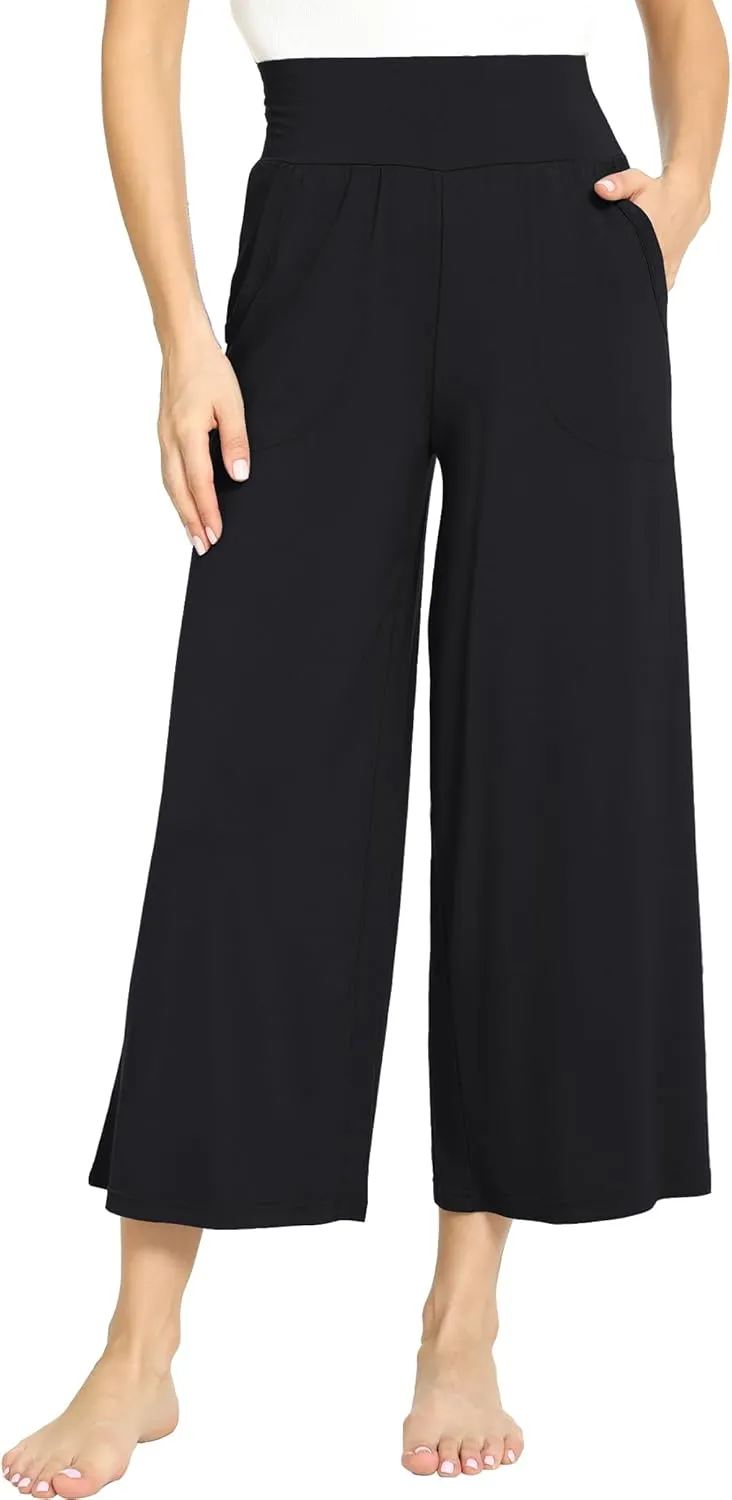 Bamboo Viscose Capri Pants for Women, Wide Leg Cropped Pajama Pants, Loose Yoga Sweatpants, Palazzo Lounge Pj Bottoms