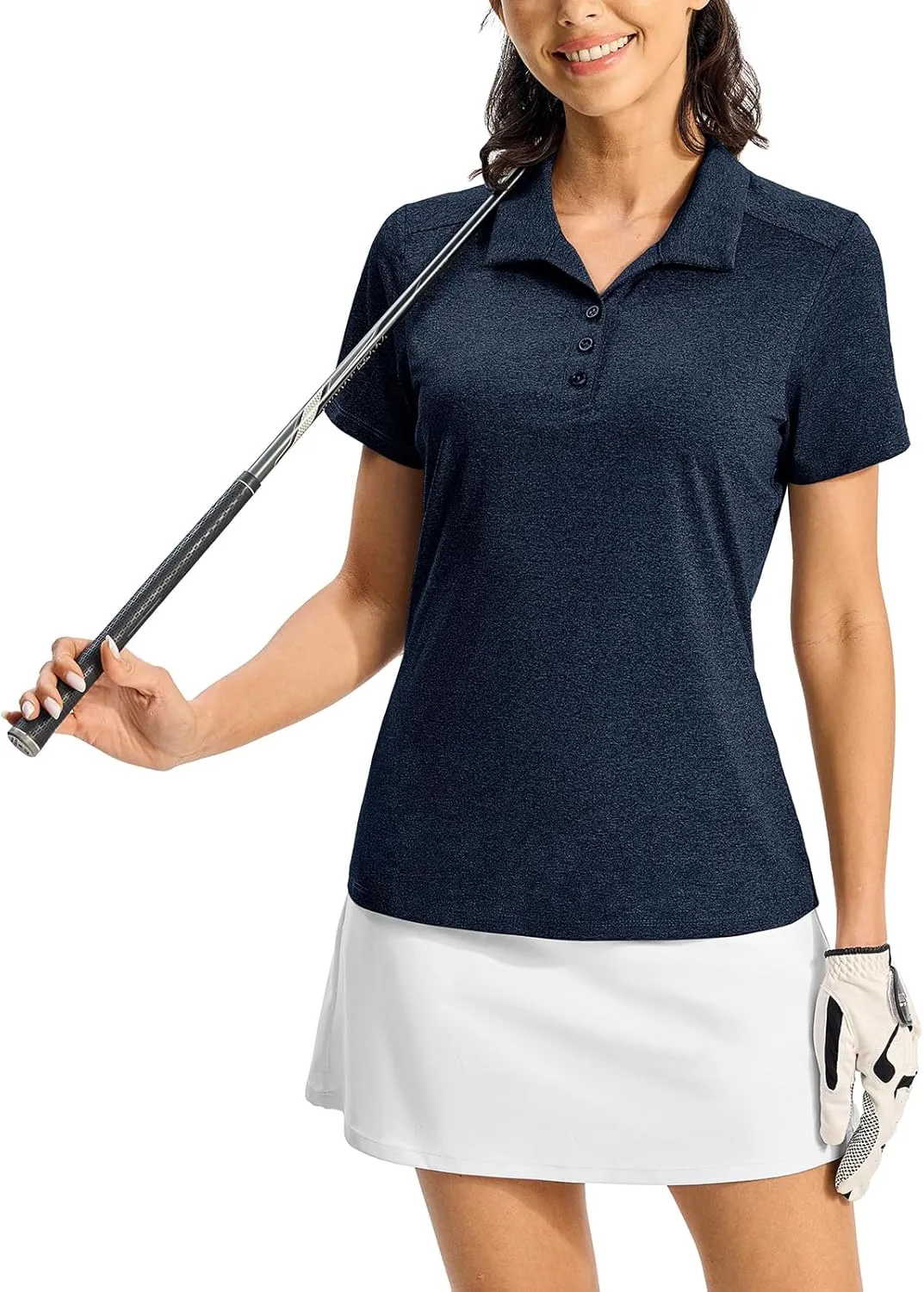 BGOWATU Women's Polo Shirts Golf Tennis Shirts Short Sleeve 3 Buttons Collared Casual Top UV Sun Protection Dry Fit