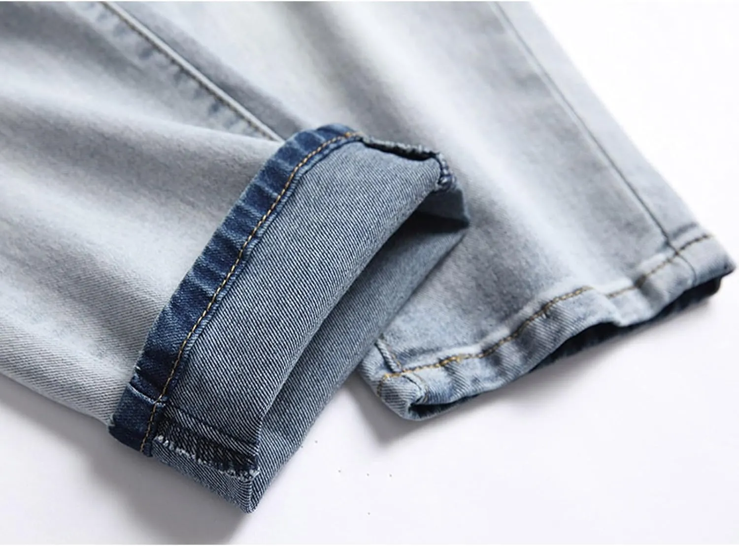 Bidobibo Jeans for Men Straight Fit Destroyed Distressed Taper Zipper Pants with Holesblack Men's Ripped Stretch Skinny Jeans