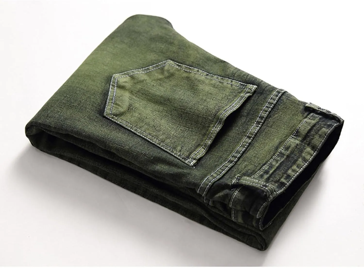 Bidobibo Jeans for Men Straight Fit Destroyed Distressed Taper Zipper Pants with Holesblack Men's Ripped Stretch Skinny Jeans