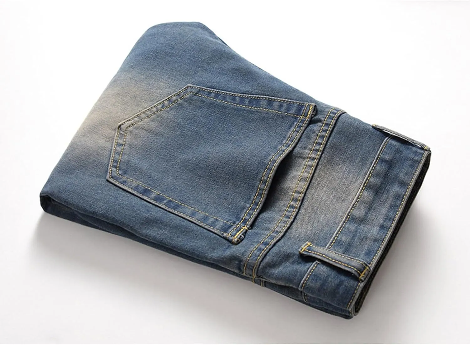 Bidobibo Jeans for Men Straight Fit Destroyed Distressed Taper Zipper Pants with Holesblack Men's Ripped Stretch Skinny Jeans