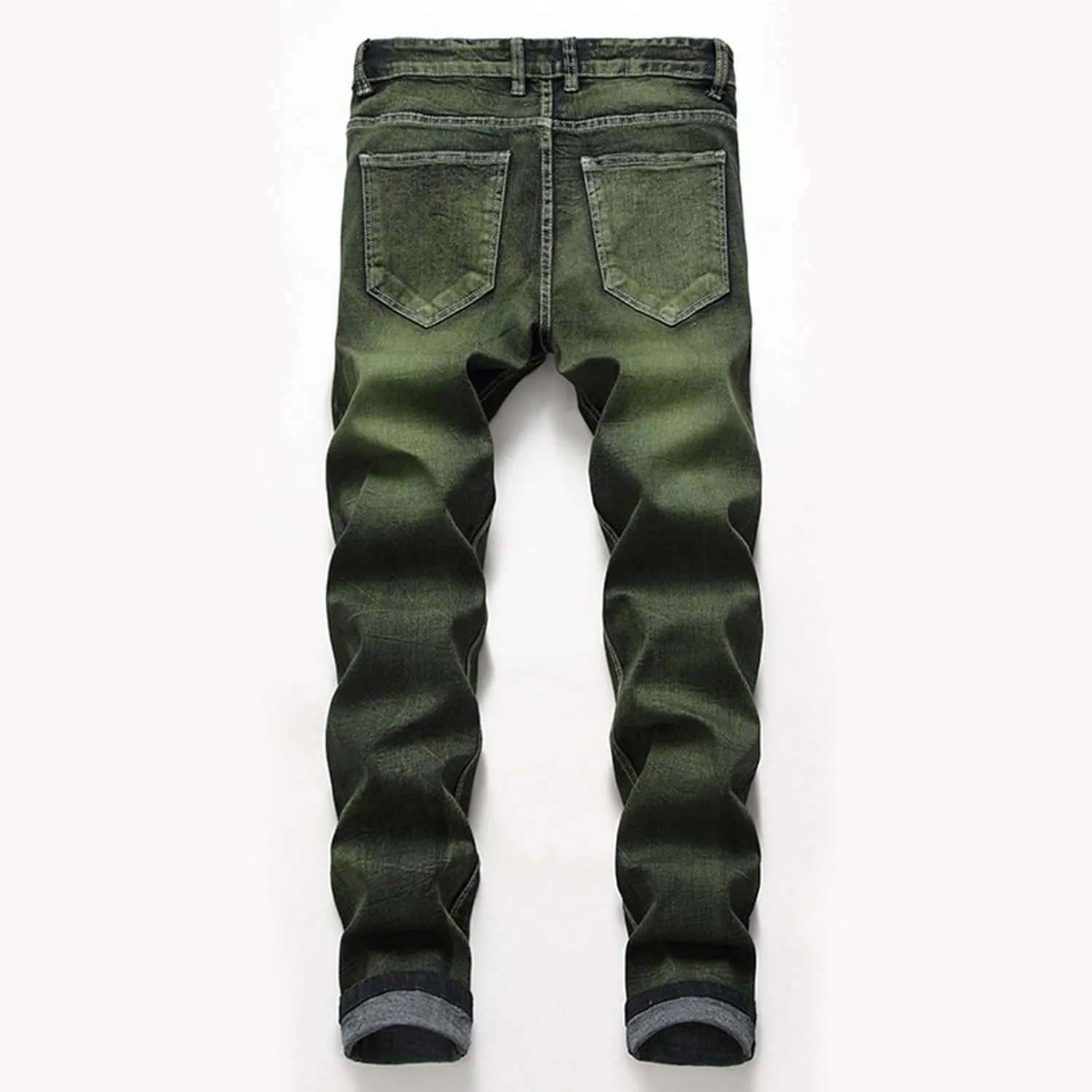 Bidobibo Jeans for Men Straight Fit Destroyed Distressed Taper Zipper Pants with Holesblack Men's Ripped Stretch Skinny Jeans