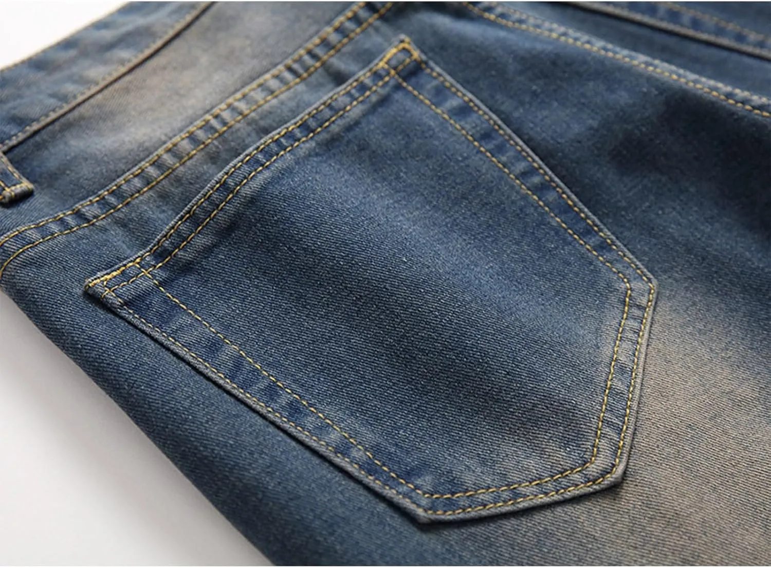 Bidobibo Jeans for Men Straight Fit Destroyed Distressed Taper Zipper Pants with Holesblack Men's Ripped Stretch Skinny Jeans