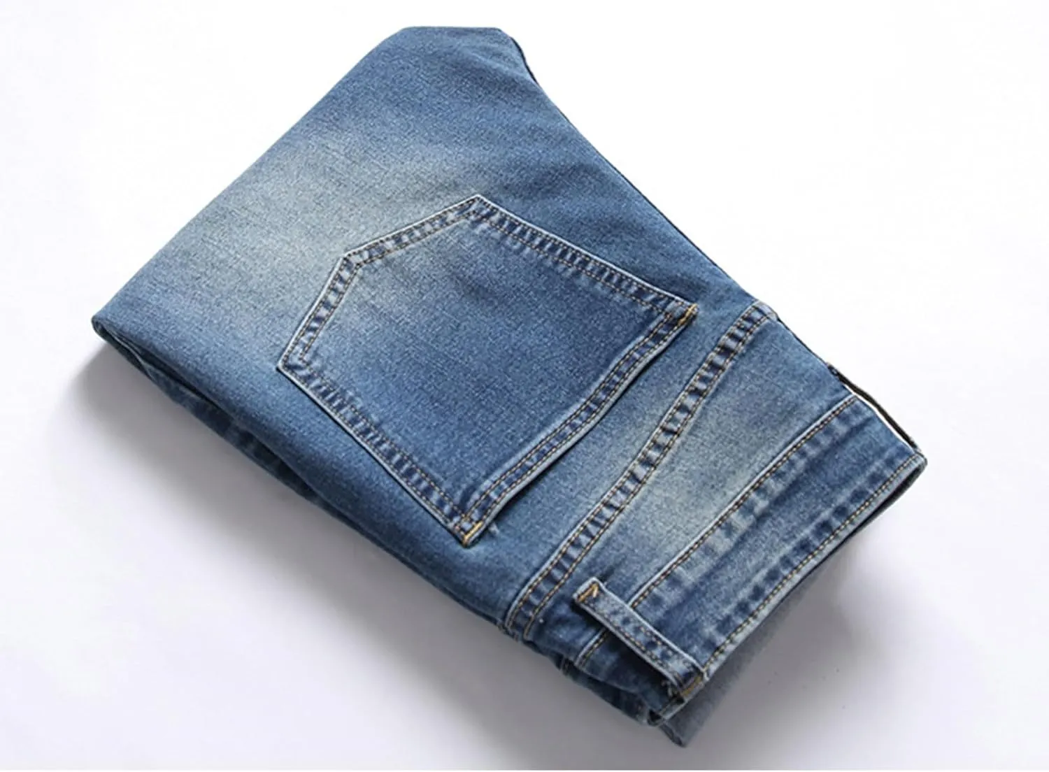 Bidobibo Jeans for Men Straight Fit Destroyed Distressed Taper Zipper Pants with Holesblack Men's Ripped Stretch Skinny Jeans