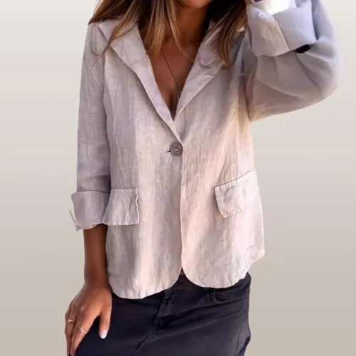 Blazer for Women Casual Linen Long Sleeve Lapel Lightweight Suit One Button Work Dressy Blazer Spring Summer
