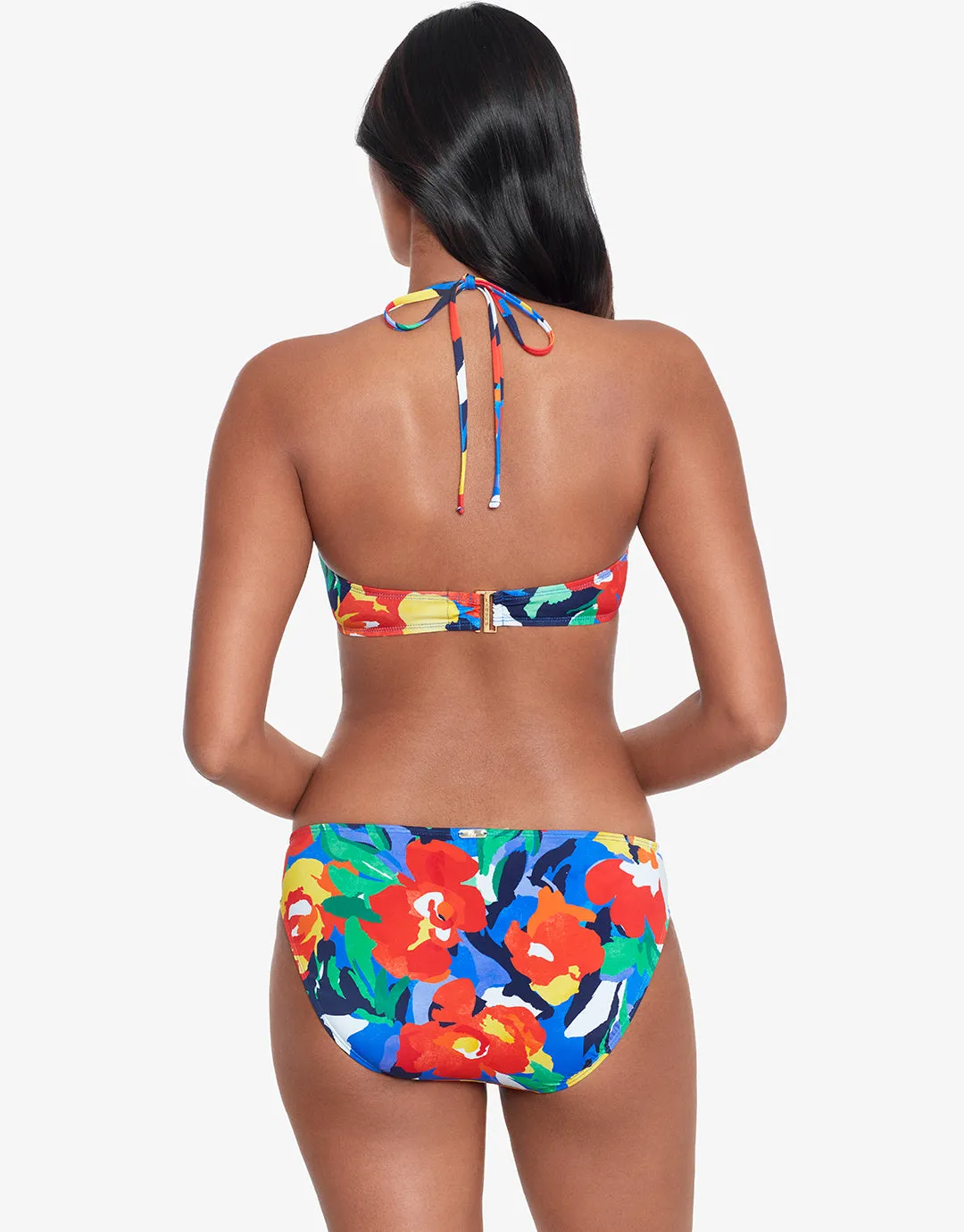 Bold Abstract Floral V Wire Bandeau Bikini Top