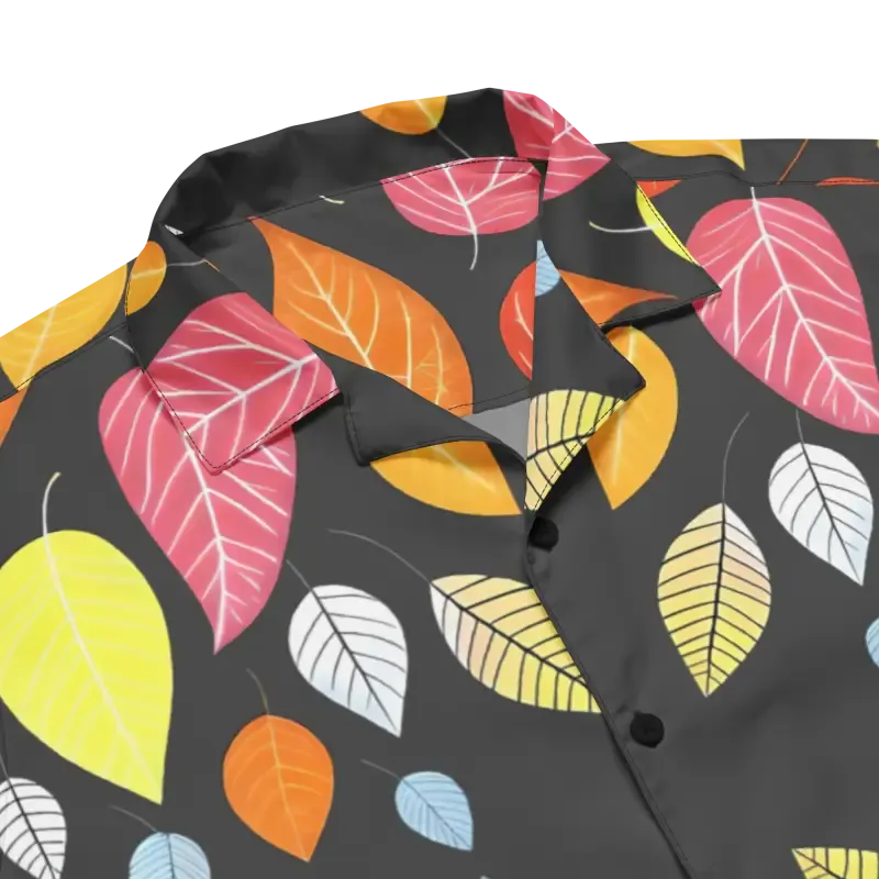 Bold Colorful Leaves Unisex Button Shirt