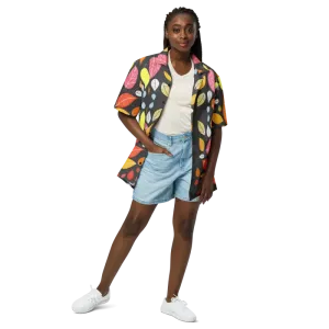 Bold Colorful Leaves Unisex Button Shirt