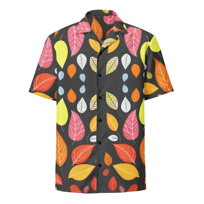 Bold Colorful Leaves Unisex Button Shirt