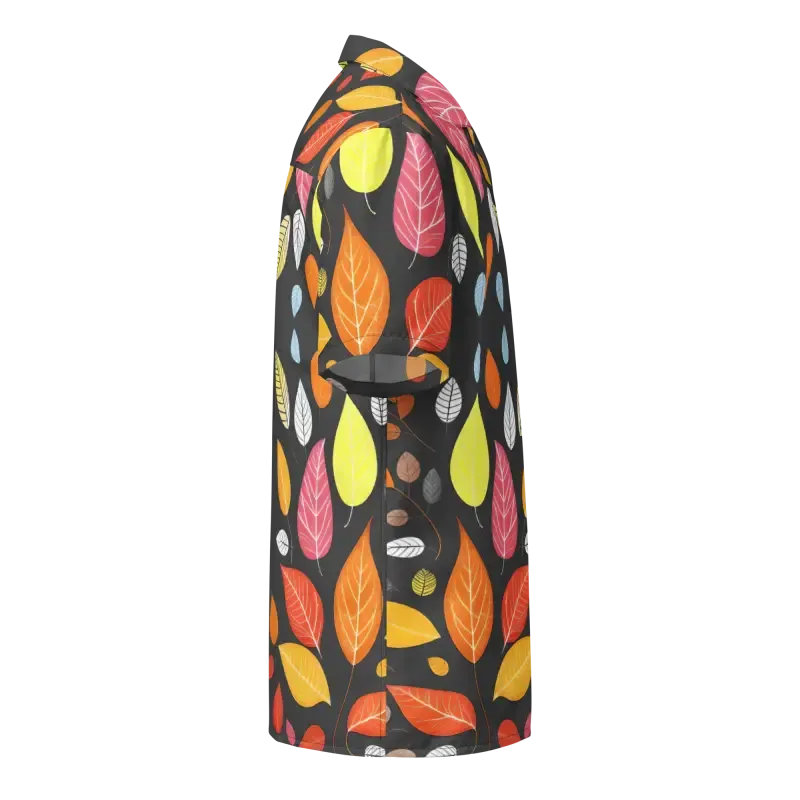 Bold Colorful Leaves Unisex Button Shirt
