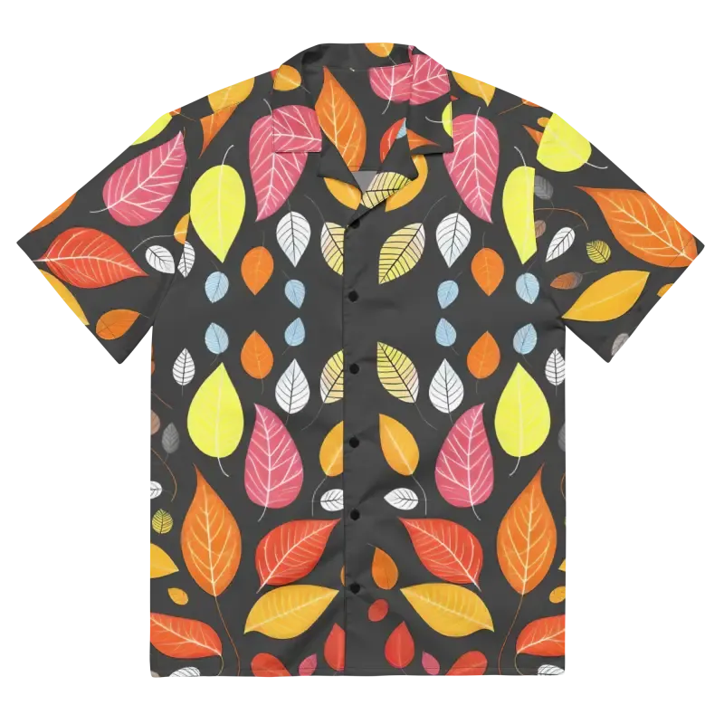 Bold Colorful Leaves Unisex Button Shirt