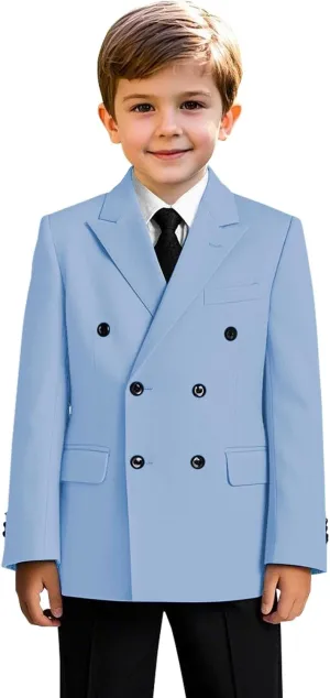 Boys Double Breasted Blazer Classic Jacket for Boy Wedding Retro Casual Jacket Formal Double Breasted Sport Coat