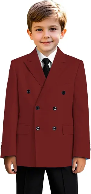 Boys Double Breasted Blazer Classic Jacket for Boy Wedding Retro Casual Jacket Formal Double Breasted Sport Coat