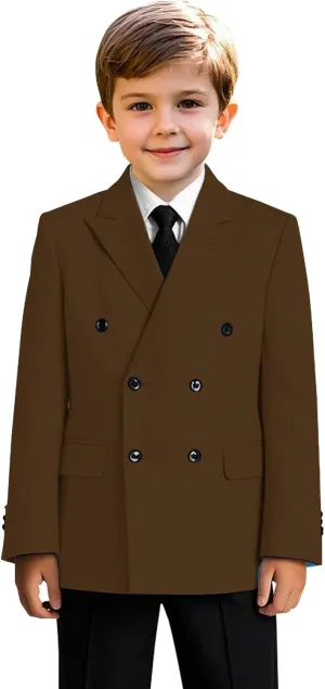 Boys Double Breasted Blazer Classic Jacket for Boy Wedding Retro Casual Jacket Formal Double Breasted Sport Coat