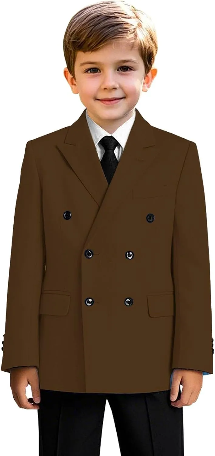 Boys Double Breasted Blazer Classic Jacket for Boy Wedding Retro Casual Jacket Formal Double Breasted Sport Coat