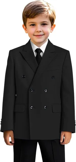 Boys Double Breasted Blazer Classic Jacket for Boy Wedding Retro Casual Jacket Formal Double Breasted Sport Coat
