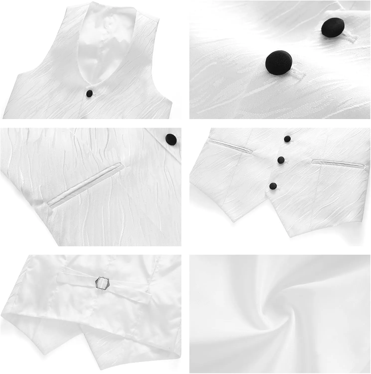 Boys Suit Slim Fit 3 Piece Tuxedo Formal Ripple Pattern Suit Set One Button Blazer Jacket Vest Pants