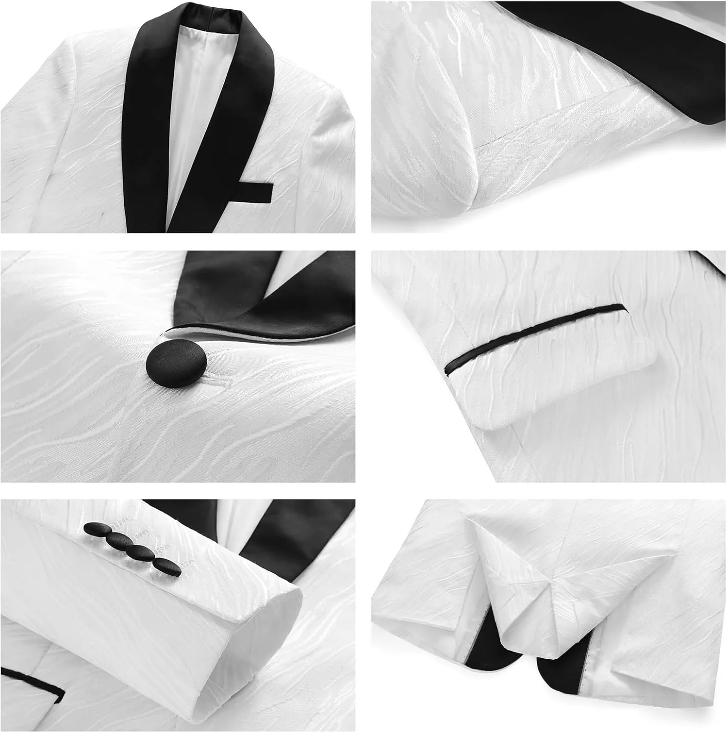 Boys Suit Slim Fit 3 Piece Tuxedo Formal Ripple Pattern Suit Set One Button Blazer Jacket Vest Pants